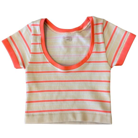 aerie Tops - OFFLINE by AERIE Coral Stripe Compression Top Shirt Cropped size XS Workout